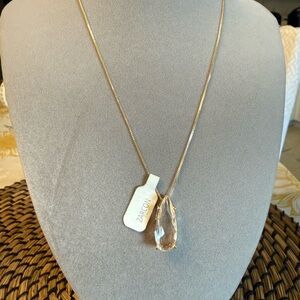 Gold Necklace with Teardrop Pendant